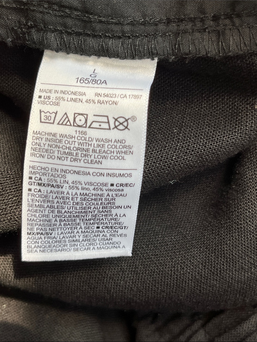 NWT Linen Blend High Rise Wide Leg Pants Comfort Waistband Women’s Large Black - Picture 6 of 12